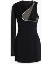 David Koma - Minikleid aus crêpe und tüll mit verzierung und asymmetrischer schulterpartie - Lyst