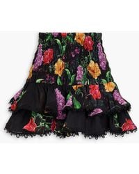 Charo Ruiz - Gladi Tiered Floral-Print Cotton-Blend Voile Mini Skirt - Lyst