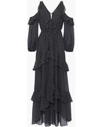 Dundas - Cold-shoulder Ruffled Polka-dot Silk-chiffon Maxi Dress - Lyst
