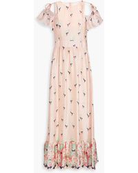 RED Valentino - Cutout Floral-print Silk-chiffon Midi Dress - Lyst