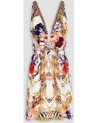 Camilla - Printed Silk Crepe De Chine Mini Dress - Lyst
