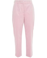 Dolce & Gabbana Cropped Cotton-velvet Tapered Trousers - Pink