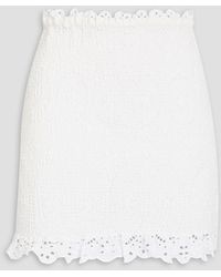 Charo Ruiz - Paola Shirred Broderie Anglaise Cotton-Blend Mini Skirt - Lyst