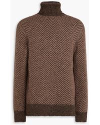 Officine Generale - Rollkragenpullover aus einer alpakamischung mit fischgratmuster - Lyst