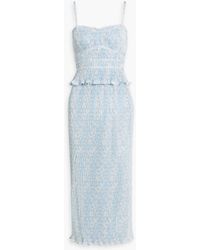 10 Crosby Derek Lam - Brisha Printed Plissé-satin Midi Dress - Lyst