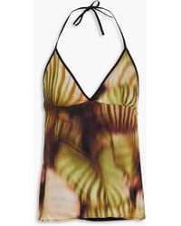 Dries Van Noten - Printed Cotton And Silk-blend Charmeuse Top - Lyst