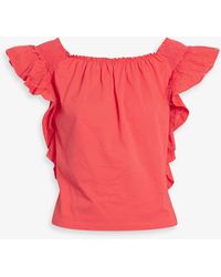 RED Valentino - Off-the-shoulder Point D'esprit-trimmed Cotton-jersey Top - Lyst
