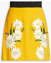 Dolce & Gabbana - Embroidered Wool-crepe Mini Skirt - Lyst