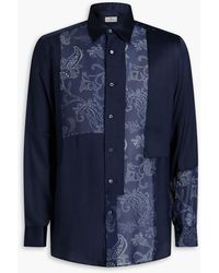 Etro - Bedrucktes hemd aus satin und seiden-georgette in patchwork-optik - Lyst