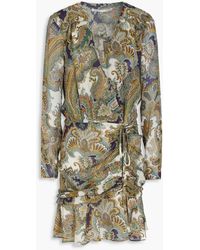 Veronica Beard - Anjali Ruffled Paisley-print Silk-chiffon Mini Dress - Lyst