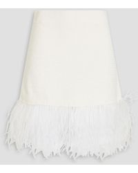 FRAME - Feather-embellished Crochet-knit Mini Skirt - Lyst