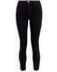 FRAME - Le high skinny hoch sitzende cropped skinny jeans in distressed-optik - Lyst