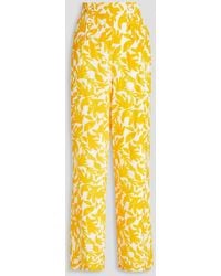 Rebecca Vallance - Button-detailed Silk Wide-leg Pants - Lyst