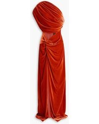 Costarellos - One-shoulder Draped Cutout Velvet Gown - Lyst