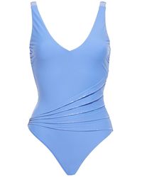 La Perla Pleated Sequin-embellished Swimsuit - Blue