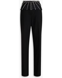Stella McCartney - Crystal-Embellished Wool-Crepe Straight-Leg Pants - Lyst