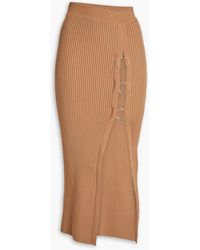 Nicholas - Ring-embellished Ribbed-knit Midi Skirt - Lyst