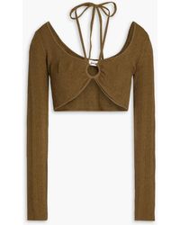 Nanushka - Amra Cropped Ribbed Cotton-blend Top - Lyst