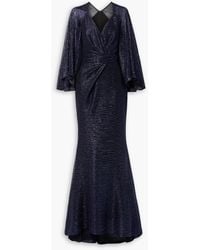 Talbot Runhof - Wrap-effect Metallic Voile Gown - Lyst