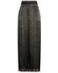 CAMILLA - Snake-Print Embellished Silk-Satin Wide-Leg Pants - Lyst