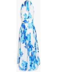 Nicholas - Neckholder-midikleid aus voile aus einer baumwoll-seidenmischung mit floralem print - Lyst
