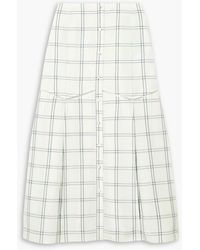 Brock Collection - Tamala Pleated Checked Linen And Silk-blend Midi Skirt - Lyst