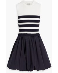 Jonathan Simkhai - Josey Striped Ribbed-Knit And Cotton-Poplin Mini Dress - Lyst