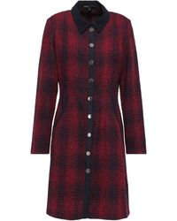 Maje Grosgrain-trimmed Bouclé Mini Dress Red