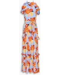 Borgo De Nor - Tatiana Ruffled Floral-Print Crepe Maxi Dress - Lyst
