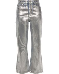 Sandro Roland Metallic Coated High-rise Flared Jeans Silver
