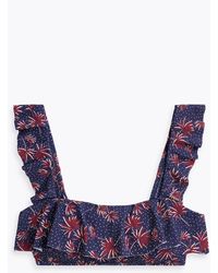 Eberjey - Ruffled Printed Stretch-piquè Bikini Top - Lyst