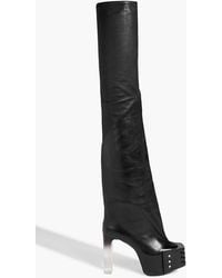 Rick Owens - Oblique Leather Over-The-Knee Platform Boots - Lyst