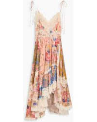 Zimmermann - Lace-trimmed Floral-print Cotton Maxi Dress - Lyst