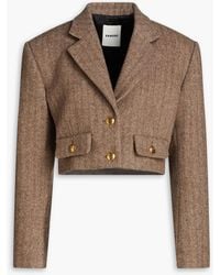 Sandro - Cropped Herringbone Wool-blend Blazer - Lyst