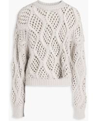 Brunello Cucinelli - Sequin-Embellished Open-Knit Cashmere Sweater - Lyst