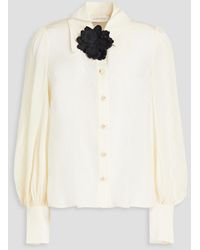 Zimmermann - Floral-appliquéd Silk Crepe De Chine Blouse - Lyst