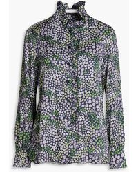 See By Chloé - Hemd aus satin mit floralem print und rüschenbesatz - Lyst
