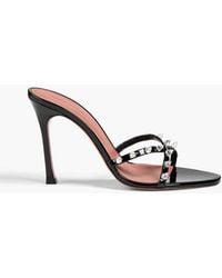 AMINA MUADDI - Felicia Crystal-embellished Patent-leather Mules - Lyst