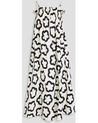 Tory Burch - Printed Cotton-blend Poplin Midi Dress - Lyst