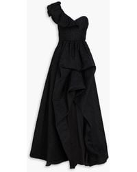 Marchesa - One-shoulder Ruffled Cloqué Gown - Lyst