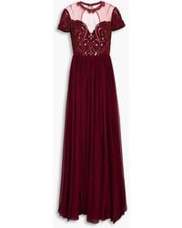 Zuhair Murad - Embellished Gathered Tulle-paneled Silk-blend Chiffon Gown - Lyst