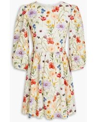 Borgo De Nor - Bia Floral-print Broderie Anglaise Cotton Mini Dress - Lyst