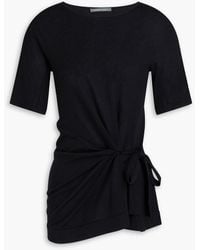 Alberta Ferretti - Asymmetric Ruched Wool Top - Lyst