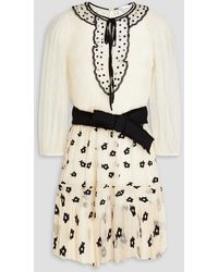 RED Valentino - Embroidered Belted Point D'epirit Mini Dress - Lyst