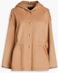 Maje - Brushed Wool-blend Felt Hooded Coat - Lyst