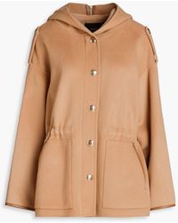 Maje - Brushed Wool-blend Felt Hooded Coat - Lyst