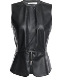 Cedric Charlier Faux-leather Peplum Top - Black