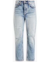Rag & Bone - Nina Distressed High-rise Straight-leg Jeans - Lyst