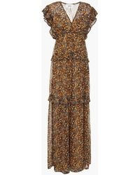 Ba&sh - Samanta maxikleid aus georgette mit print und rüschen - Lyst