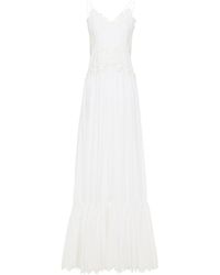 Huishan Zhang Cassidy Lace-paneled Gathered Cotton-poplin Maxi Dress - White